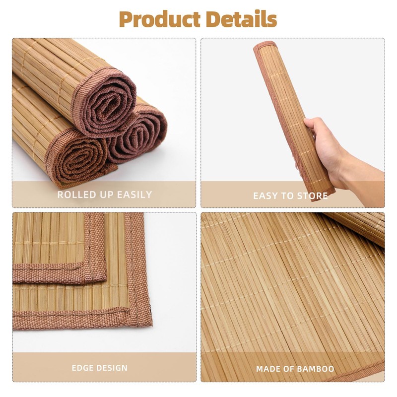 Piuluvor® Set of 4 Bamboo Placemats, 45 × 30 cm