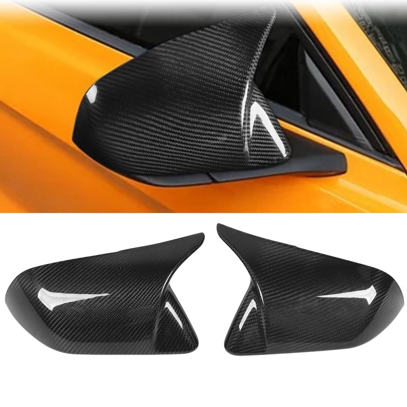 1 Pair Carbon Fiber Mirror Covers Ox Horn Style Car