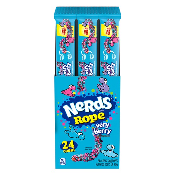 Nerds Rope Candy, Very Berry, 0.92oz (Pack of 24)