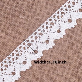 20 Yards x 1.18 Inch Lace Ribbon Vintage Lace Trim Crochet Cotton Lace Edge for Christmas Package DIY Sewing Wedding Bridal Dress,Costume. (Beige, 1.18IN)