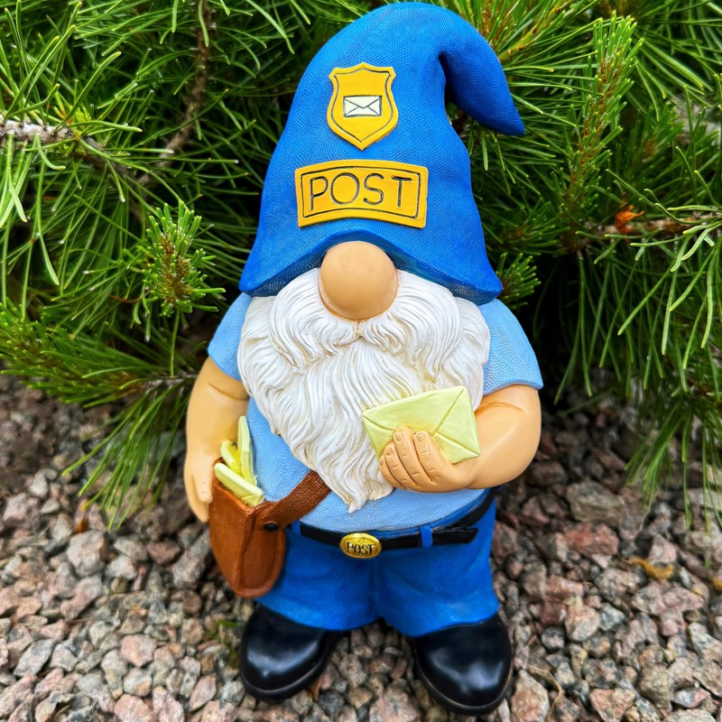 Mood Lab Garden Gnome - Funny Postman Gnome Figurine -