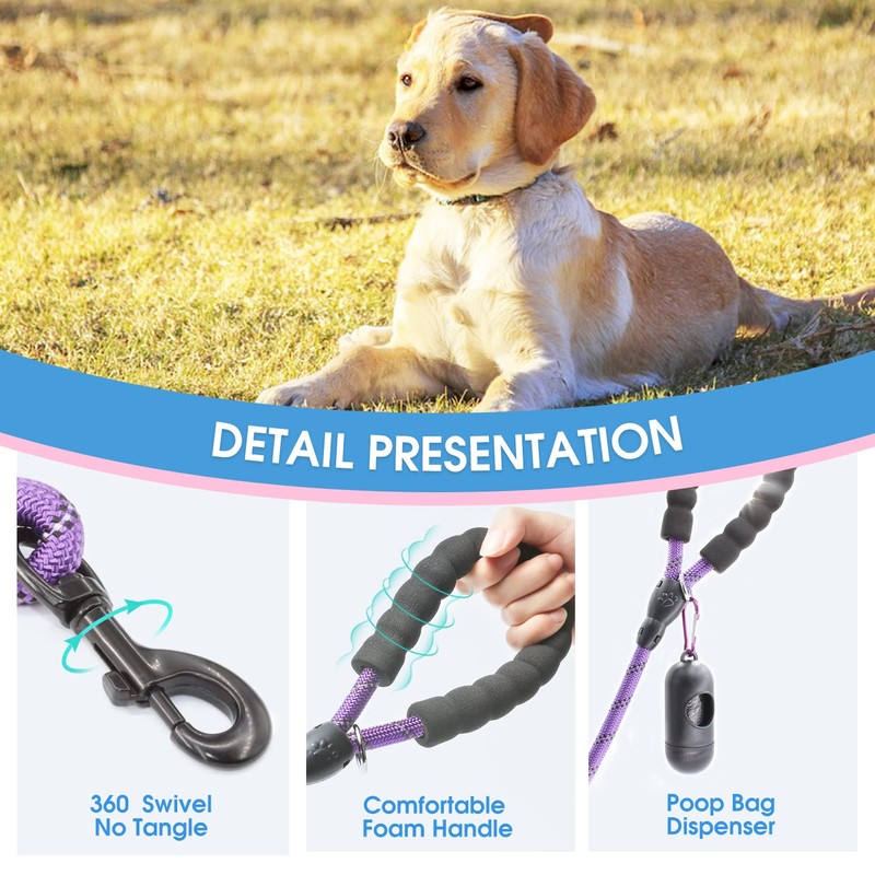 BAAPET 2/4/5/6 FT Dog Leash with Comfortable Padded Handle and