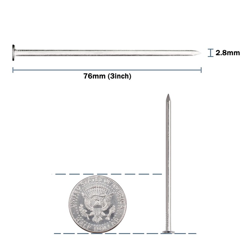 JEGONFRI 60 Pieces Hardware Nails, 3 Inches Nickel Plated Carbon