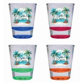 Turks And Caicos Design C Souvenir 1.5 Ounce Shot Glass Round 4-Pack Color