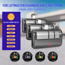 GONAT Universal Garage Door Opener Remote with Visor Clip, for LiftMaster/Chamberlain/Craftsman Door Opener, Suitable for 5 Color Learn Buttons, 3 Pack