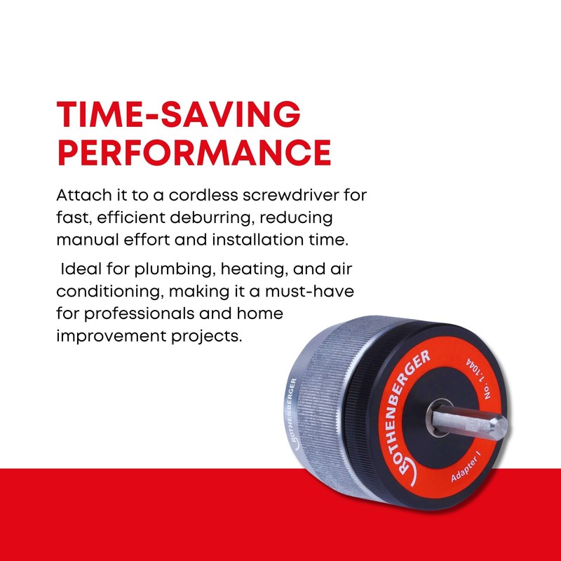 Rothenberger 11045 Deburrer Adaptor II for Internal and External, Black/Silver/Red