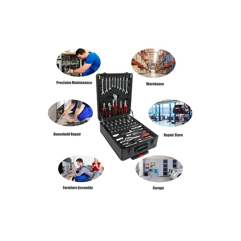 Campfun 899PCS Tool Set, Household Tool Kit with Rolling Tool