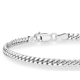 Miabella Italian 925 Sterling Silver Thick Solid Cuban Link Curb Chain Bracelet for Men, 3.2mm, 5mm, 7mm Made in Italy (7.5, 3.2mm)