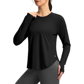 Soothfeel Womens Sun Shirts UPF 50+ UV Protection Lightweight Quick Dry Long Sleeve Workout Hiking Tops Outdoor Black L