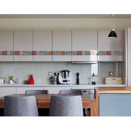 WallDesign Mosaic Tile Sticker - 30 Self-Adhesive Tiles for Decoration of Kitchen, Bathroom, Furniture, Door, Floor - 4 in X 10 Ft Durable Vinyl Film