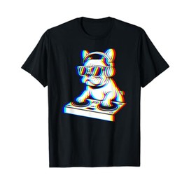 Funny French Bulldog DJ Glitch Rave EDM Music Party T-Shirt
