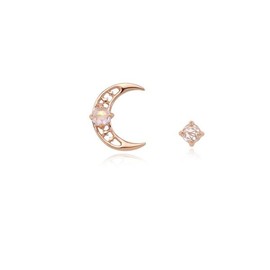 [Custom Made] Gemini Dear Moon Moonstone Unbalanced Constellation Earrings OTE120615B Size / [주문제작] 쌍둥이자리 디어문 문스톤 언발란스 별자리 귀걸이 OTE120615B 사이즈