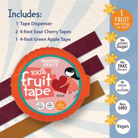 Peaceful Fruits 100% Fruit Tapes - Sour Cherry & Green Apple - 4 boxes of 3 mega tapes