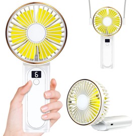 Handheld Fan, Portable Fan, 4000mAh USB Rechargeable Personal Fan, 180° Foldable Mini Desk Fan with 6 Wind Speed, LCD Digital Display, Lanyard as Neck Fan, Ultra Quiet