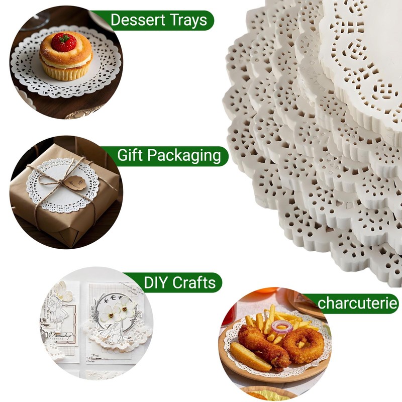 AimtoHome White Round Paper Doilies,4.5 Inch Lace Doilies for Dessert