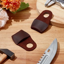 PLIGREAT 2 Pack Leather Thumb Guards Finger Guards Carving Thumb Guard Handmade Carpenters Carving Set Accessories Thumb Guard Wood Carving Premium Leather Finger Guard Carving Set Accessories