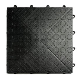 Big Floors GarageDeck Coin Pattern, Durable Copolymer Interlocking Modular Non-Slip Garage Flooring Tile (24 Pack), Black