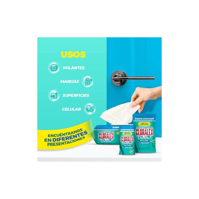Cloralex Toallitas Desinfectantes Fresco Aroma Sin Cloro 84 Pzs