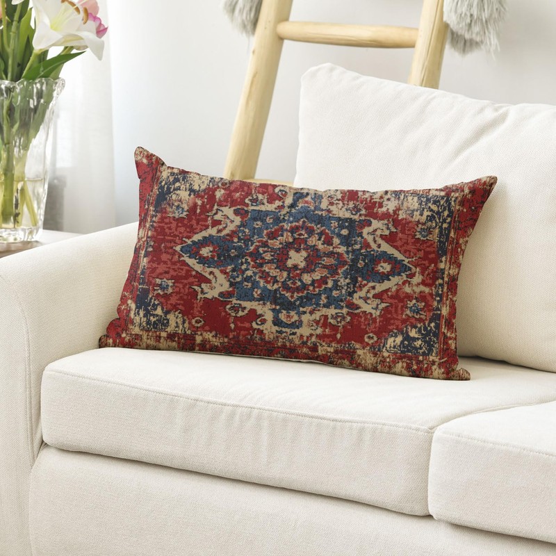 AVOIN colorlife Boho Red Throw Pillow Cover, 12 x 20
