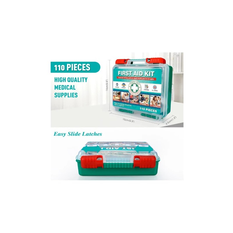 110 Pcs First Aid Kit Hardcase Box Premium Medical Supplies