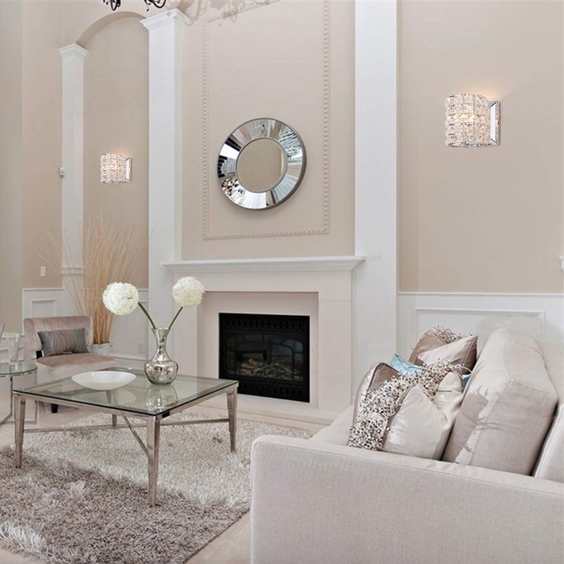 LOCLGPM Modern Chrome Crystal Wall Sconces, Elegant Bathroom Vanity Wall