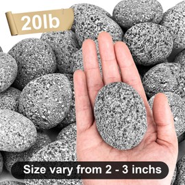 Pulovin 20 Pounds Lava Rocks for Fire Pit, 2-3 Inch Natural Volcanic Stones for Indoor Outdoor Gas Fireplaces, Decorative Garden Stone for Outdoor Landscaping, Walkways, Yard