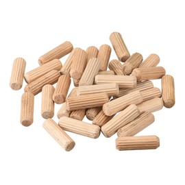 sourcing map Wooden Dowel Pins 100pcs 8x25mm(5/16"x1") Fluted Beveled Ends Wood Dowel Pegs Kiln Dried Hardwood for Woodworking Furniture Shelf