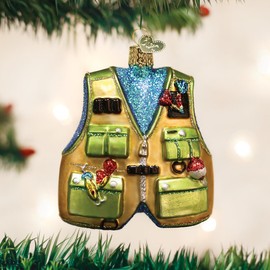 Old World Christmas Ornaments: Fishing Vest Glass Blown Ornaments for Christmas Tree (44091)