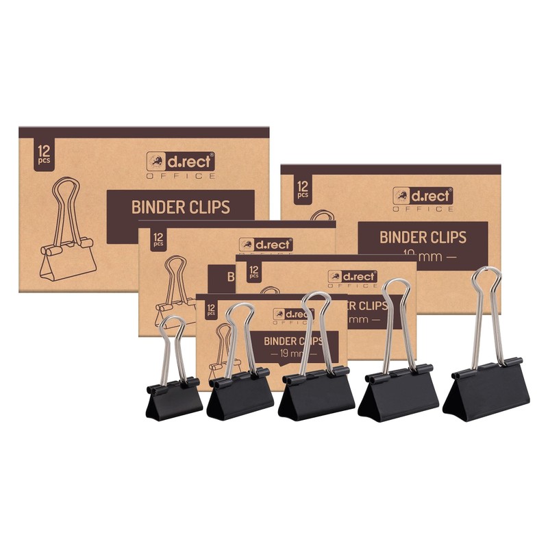 D.RECT Pack of 12 Document Clips | 41mm | Box