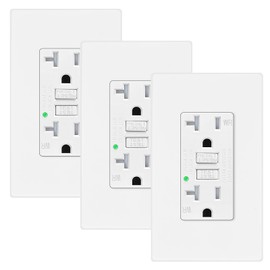 3 PK GFCI Outlet Outdoor, 20 Amp GFI Electrical Outlet with Test/Reset Button, LED Indicator Weather Resistant GFCI Receptacle, Ground Fault Receptacle w/Wall Plate Screws, Thinner Design, UL Listed