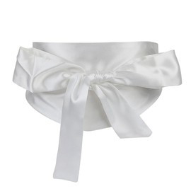 CAMDOM Ladies Satin Sash Waist Belt Bow Solid Wide Belt, White