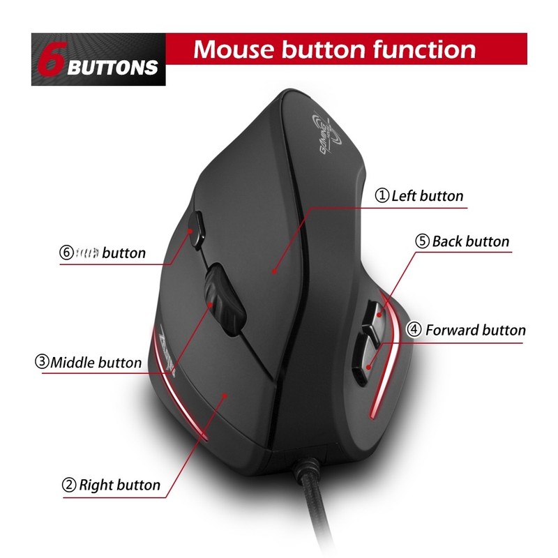 T-20 Mouse Wired Vertical Mouse Ergonomic Rechargeable 4 3200 movement