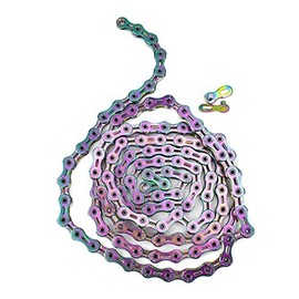 VG SPORTS 6/7/8/9/10/11 Speed Bike Chains,Half Hollow/Full Hollow Lightweight Bicycle Chains for Road Bike/MTB/BMX,Silver/Gold/Titanium/Rainbow 116 Links with Missing Link