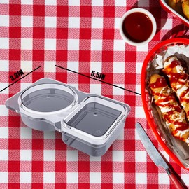 VOUKEN Double Compartment Snack Containers Snack Containers with Lids Snack Pack Containers for to-go Sauce, Sampling, Travel Snack (Transparent-20PCS)