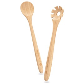 REISHUNGER Bamboo Spaghetti Spoons Set of 2 Kitchen Utensils 32 cm