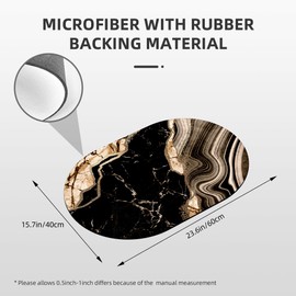 YNXTYB Oval Bath Mat Abstract Black Gold Marble Diatomaceous Mud Mats with Rubber Backing Ultra Soft Washable 23.6"×15.7" Quick Dry Thin Bath Rugs for Bathroom Floor Bathtub Vanity Easy Care