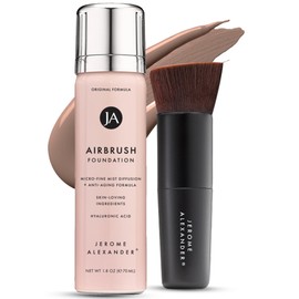 Jerome Alexander MagicMinerals AirBrush Foundation – 2 Piece Set with Airbrush Foundation and Kabuki Brush - Spray Makeup with Anti-aging Ingredients for Smooth Radiant Skin - Medium Dark