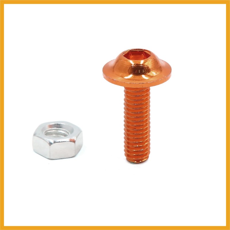 Partuto 25pcs M6 Orange Aluminum Alloy Head Motorcycle Bolts Screws