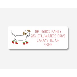 60ct - Christmas Boots Dog Return Address Stickers/Labels (#352-WH)