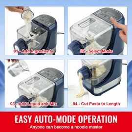 Happybuy Electric Pasta Maker, 150W Automatic Noodle Machine with 8 Shapes, 4 Modes, 500g Capacity, Measuring Cups & Cleaning Brush for Home Kitchen