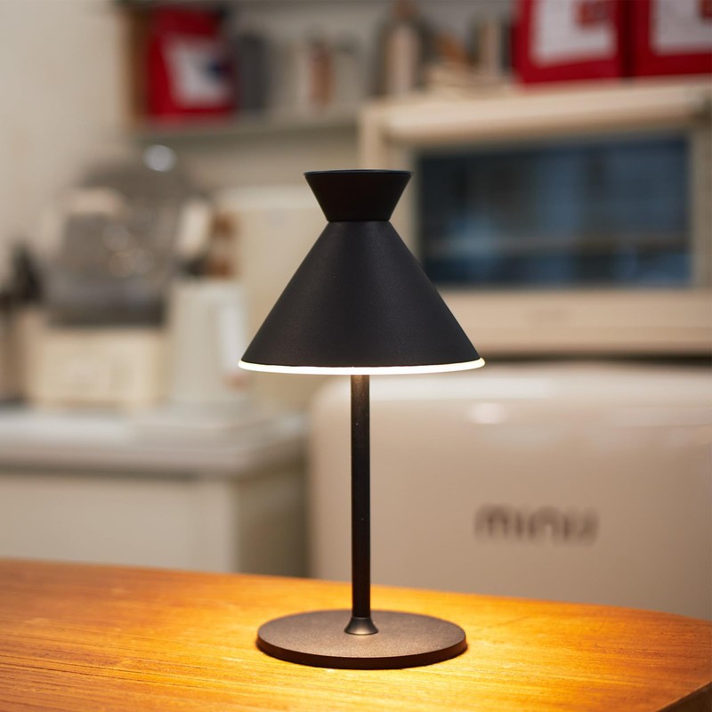 DEELUX Table Lamp Dimmable Wireless (Black, 1 Piece)