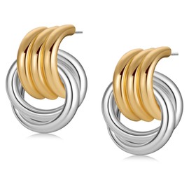 Chunky Earrings for Women 18k Silver Plated Lightweight Drop Dangle Statement Knot Earrings Starfish Stud Minimalist Dainty Jewelry Trendy Gift(Mixed)