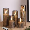 Girimax Grey Glass Flameless Candles with Remote, Flickering LED Votive