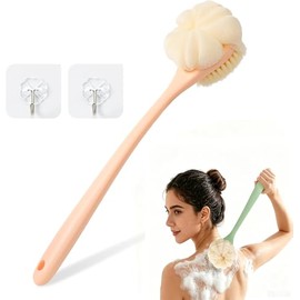 Wady Cepillo Corporal Baño Pulgadas Exfoliante Dos Ganchos Diseño Mango Largo Agarre Cómodo Antideslizante Rosa