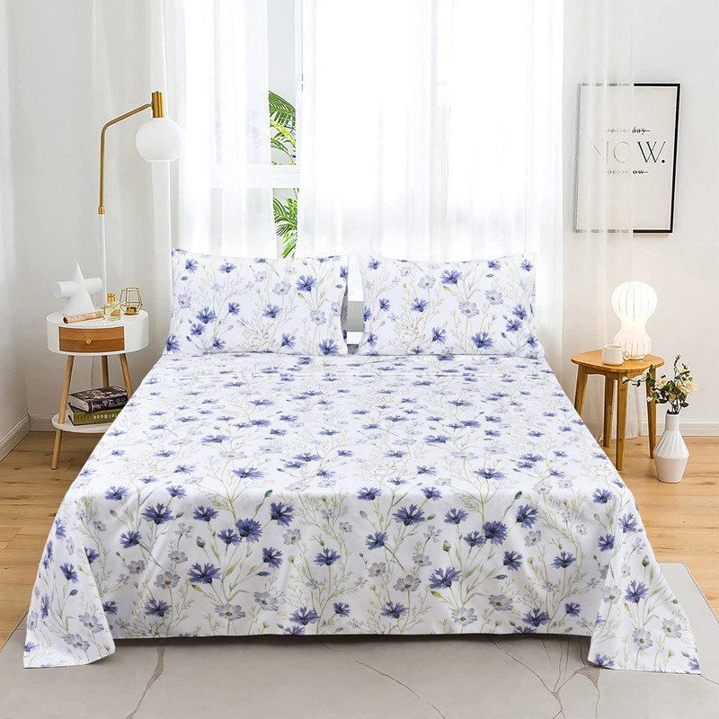 Sleepdown Cotton Bed Sheet Set - Lavender, Twin XL