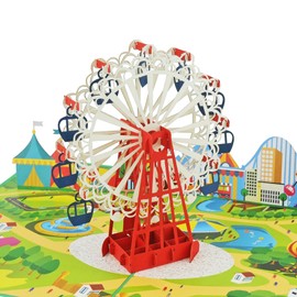 Favour Pop Up® - 3D Greetings Card for Many Occasions - A delicate work of art that unfolds as a Ferris wheel at a fairground when opened. XP122