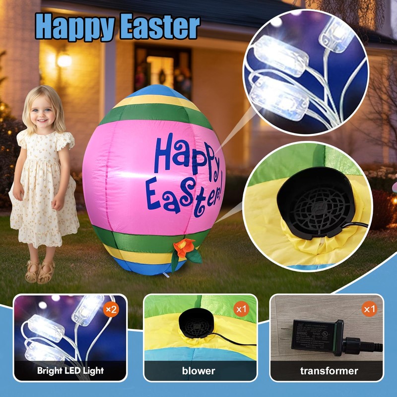 4FT Easter Inflatable, Easter Inflatable Outdoor Holiday Decoration, Easter Blow