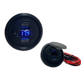 ozgaugepods Voltage Universal Volt Meter LED 2" 52mm / TYPE-C USB Charger Connection