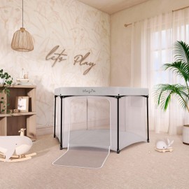 Dream On Me Onyx Playpen in Grey - Portable and Lightweight, Comfortable Padded Floor for Babies and Toddlers