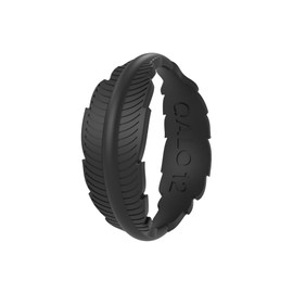 QALO Women's Rubber Silicone Ring, Serene Rubber Wedding Band, Breathable, Durable Engagement Silicone Ring, 6mm Wide 1.8mm Thick, Black, Size 10